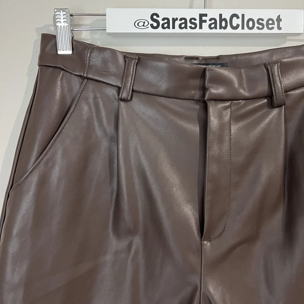 Banana Republic Women's 8 Faux Vegan Leather Shorts Chocolate Brown High‎ Rise